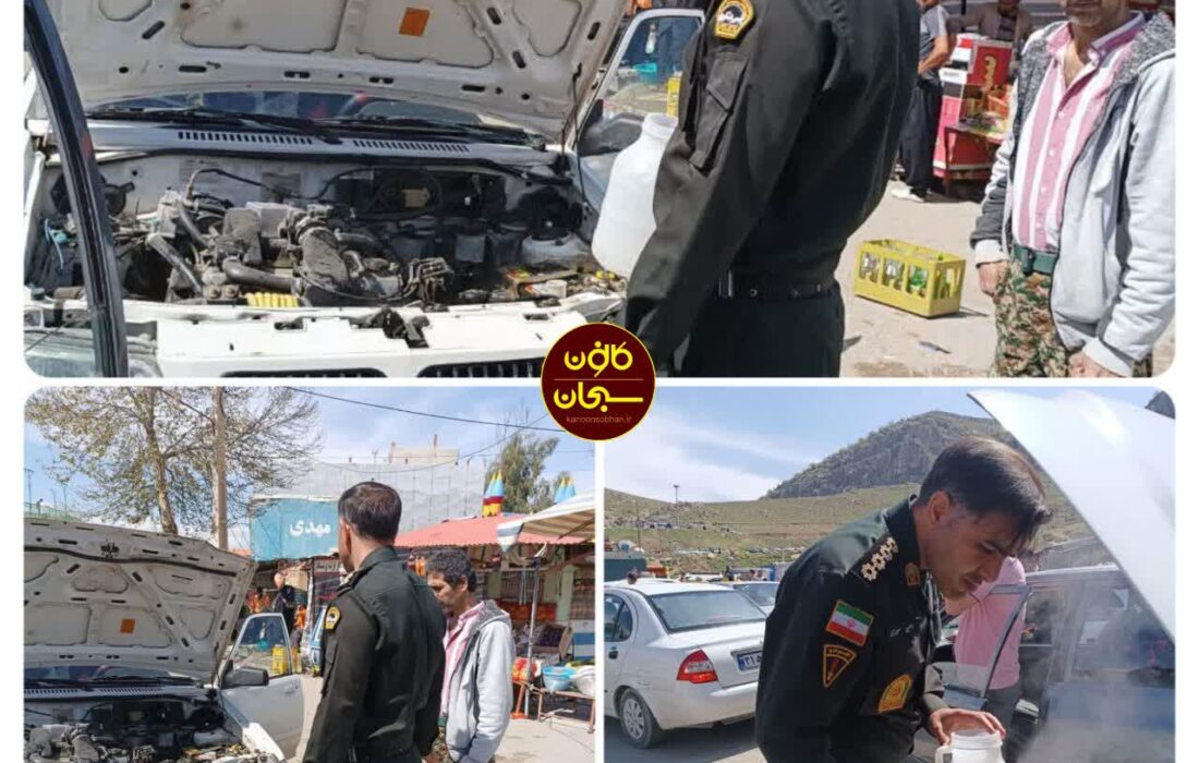 فداکاری پلیس درب‌گنبدی برای جلوگیری از آتش گرفتن خودرو زائر امام‌زاده محمد