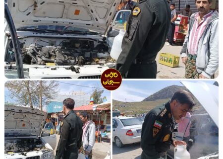 فداکاری پلیس درب‌گنبدی برای جلوگیری از آتش گرفتن خودرو زائر امام‌زاده محمد